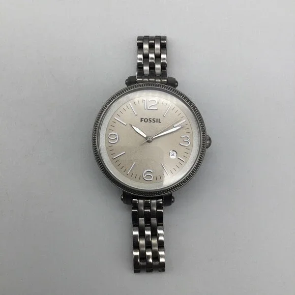 Fossil Heather Women Watch 42mm Silver Tone ES3137 Gray Dial New Battery 6.25" - Picture 6 of 13